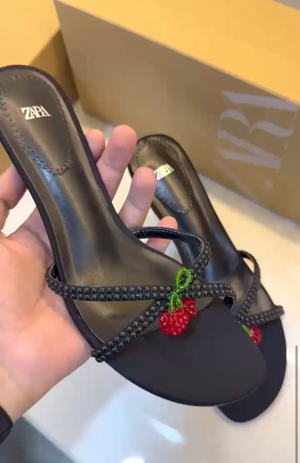 Cherry Beaded Mule Heels for Women
