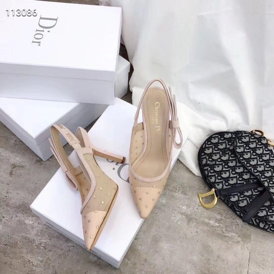 Mesh and Suede Studded Slingback Pumps for Women