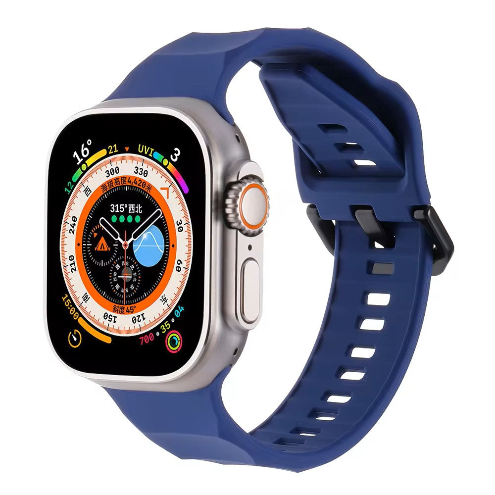 Premium Soft Silicone Wave Sports Watch Strap Compatible with Apple iWatch Smartwatches