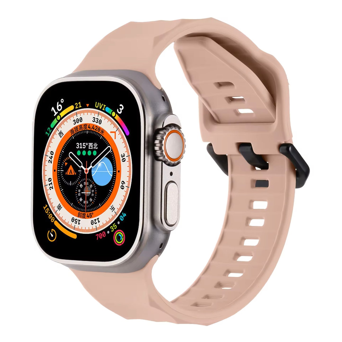 Premium Soft Silicone Wave Sports Watch Strap Compatible with Apple iWatch Smartwatches