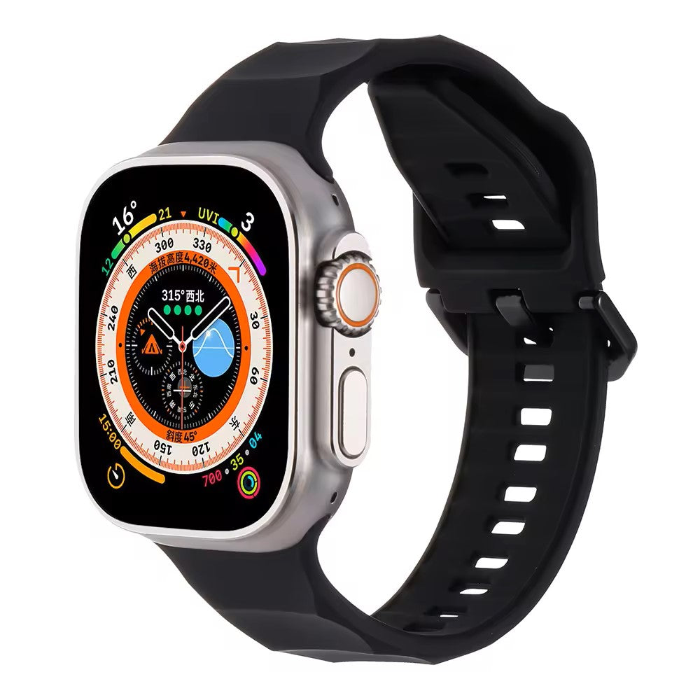 Premium Soft Silicone Wave Sports Watch Strap Compatible with Apple iWatch Smartwatches