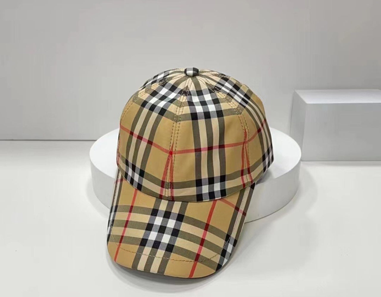 Luxury Checkered Style Regular Unisex Cap With Adjustable Buckle