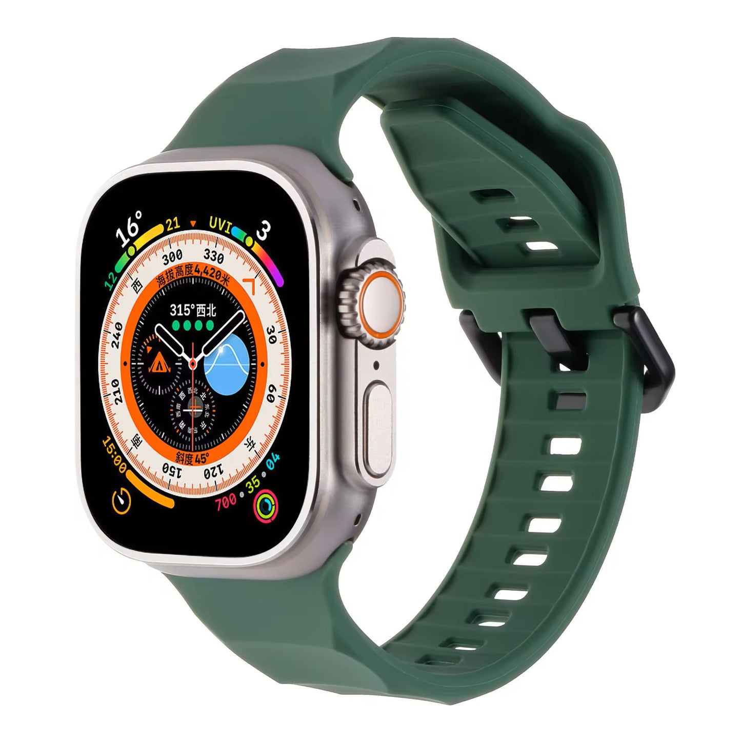 Premium Soft Silicone Wave Sports Watch Strap Compatible with Apple iWatch Smartwatches