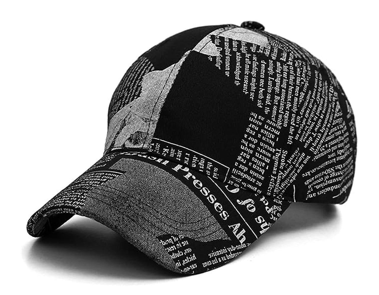 Vintage Collection Newspaper Pattern Unisex Cap (Black)