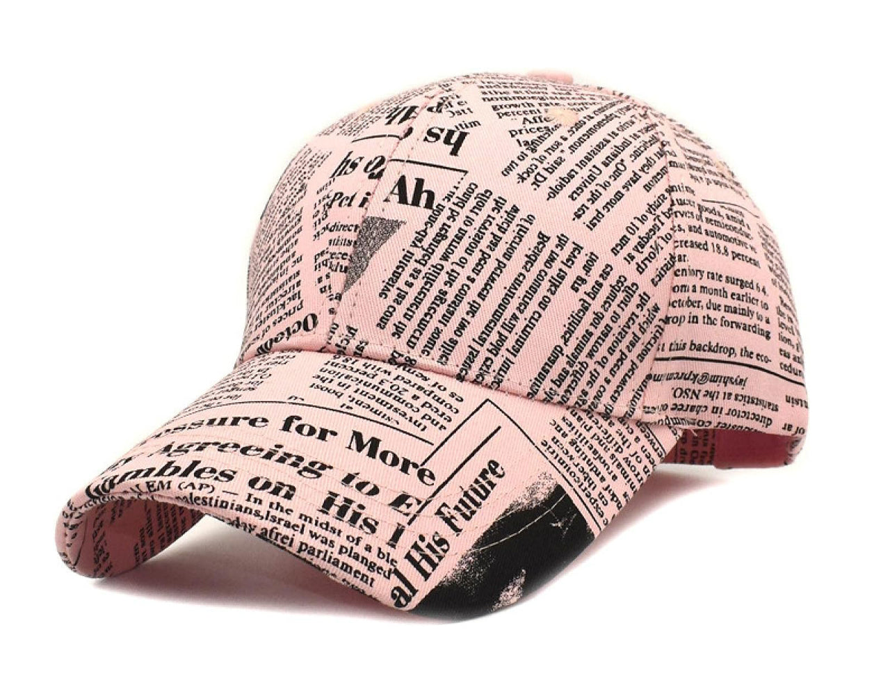 Vintage Collection Newspaper Pattern Unisex Cap (Pink)