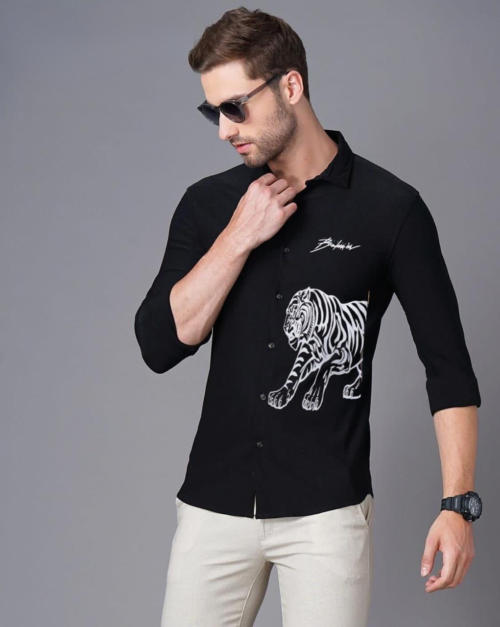 Printed Logo Luxury Full Sleeves Shirt for Men