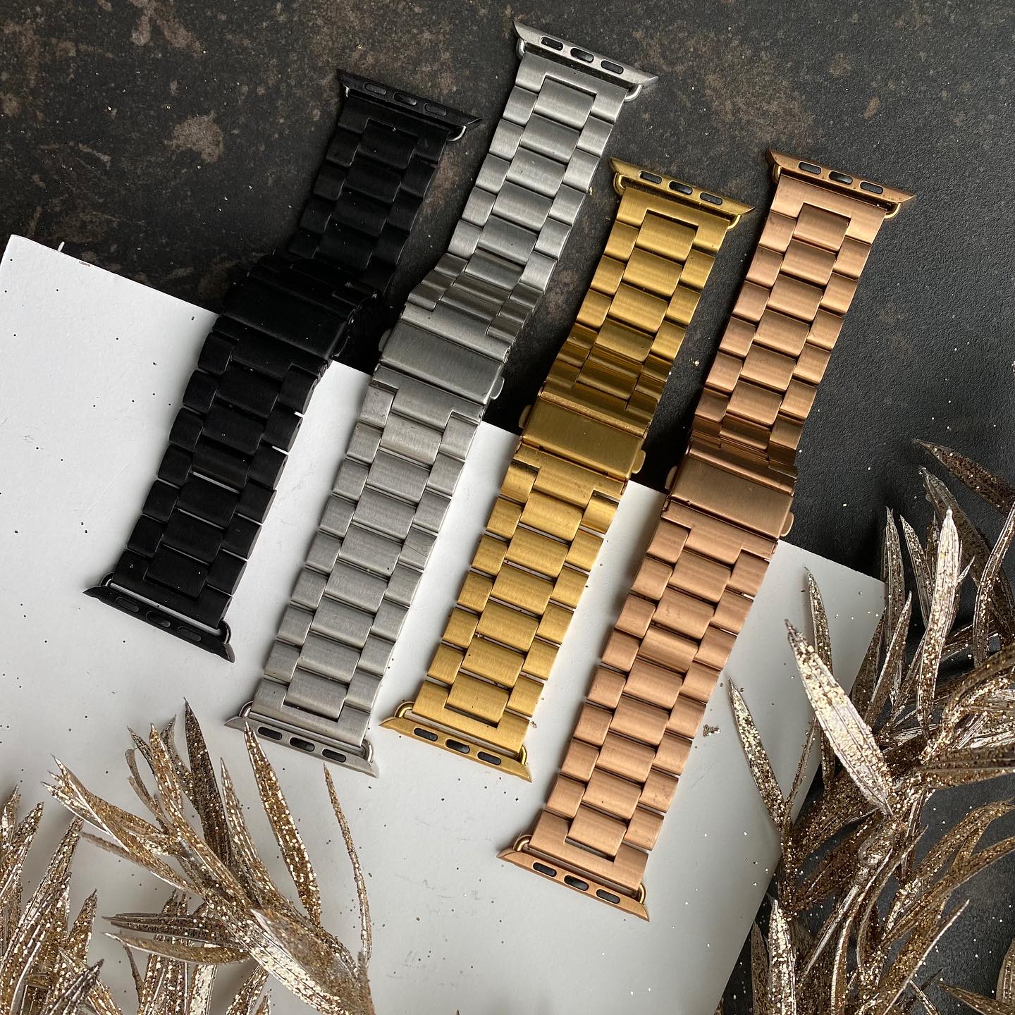 Premium Stainless Steel Chain Watch Strap Compatible With Apple Smartwatches