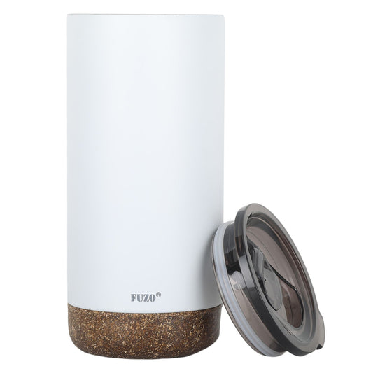 Double Wall Stainless Steel Mug with Cork Base (White)