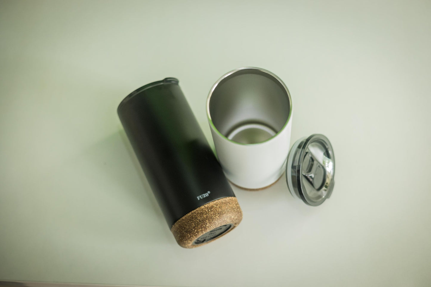 Double Wall Stainless Steel Mug with Cork Base (White)
