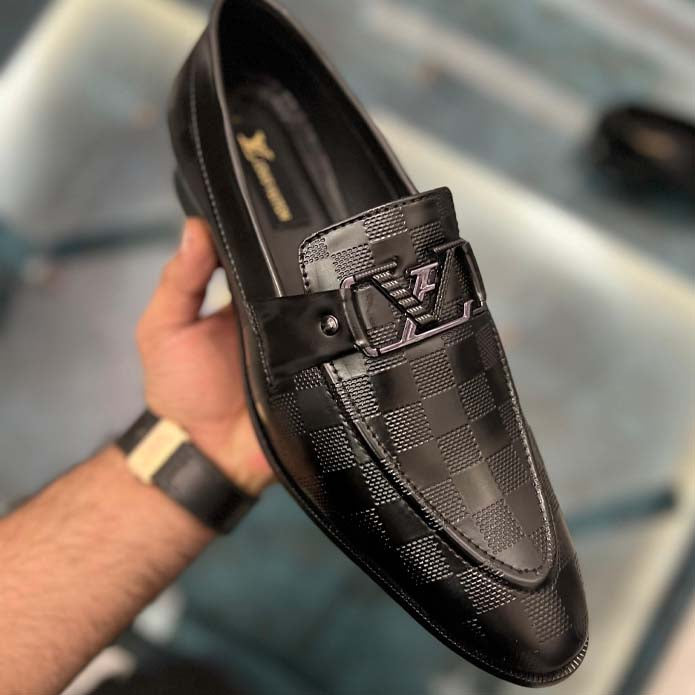 Luxury Check Pattern Loafers For Men