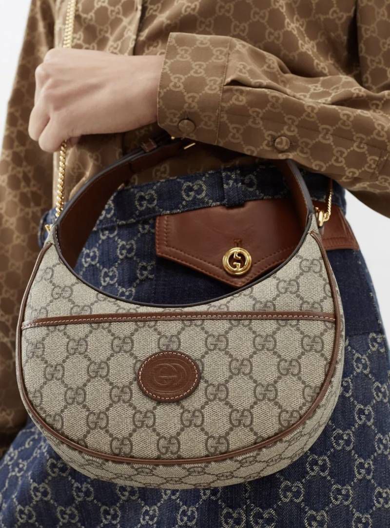 Luxury Marmont Half Moon Matelasse Sling (Brown)
