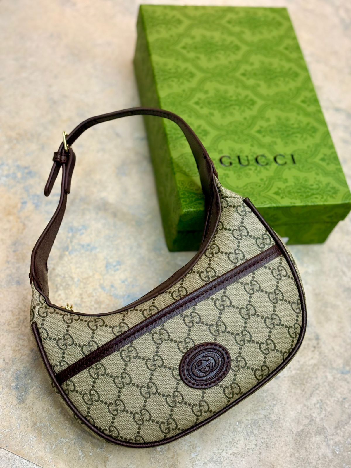 Luxury Marmont Half Moon Matelasse Sling (Brown)
