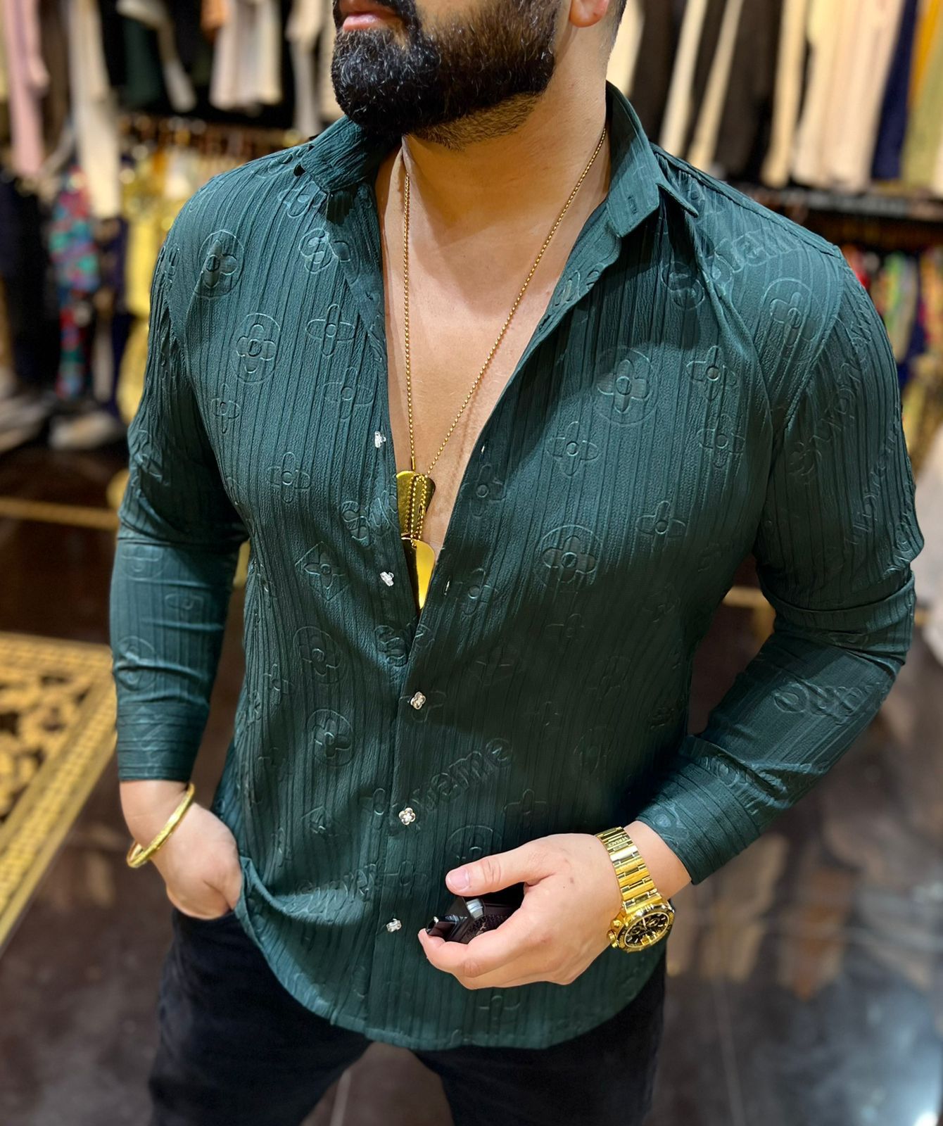 Luxury Pattern Full Sleeves Shirt for Men