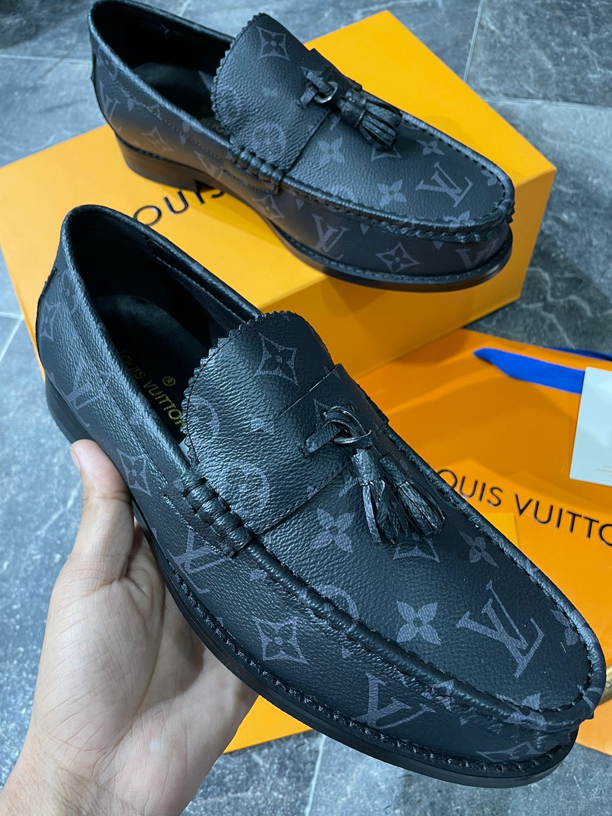 Premium Embossed Pattern Loafers For Men (Black)