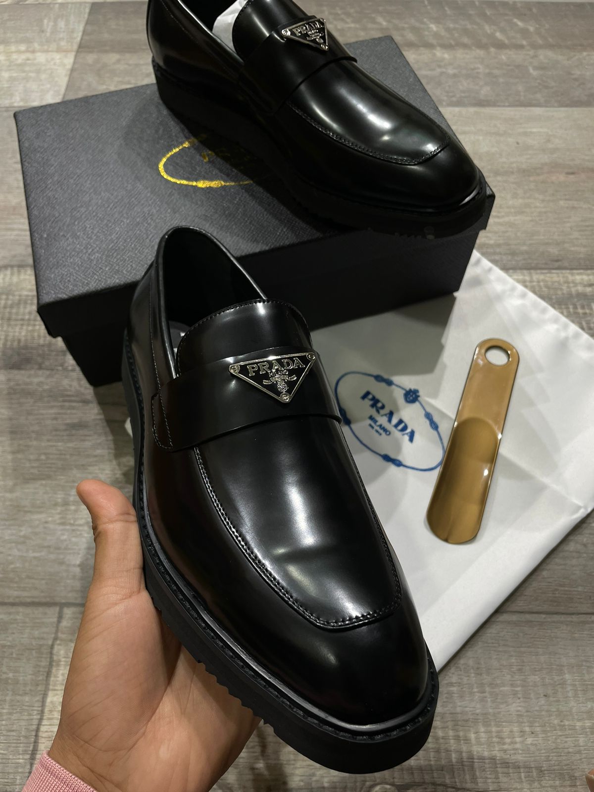 Premium Loafers With Triangle Logo