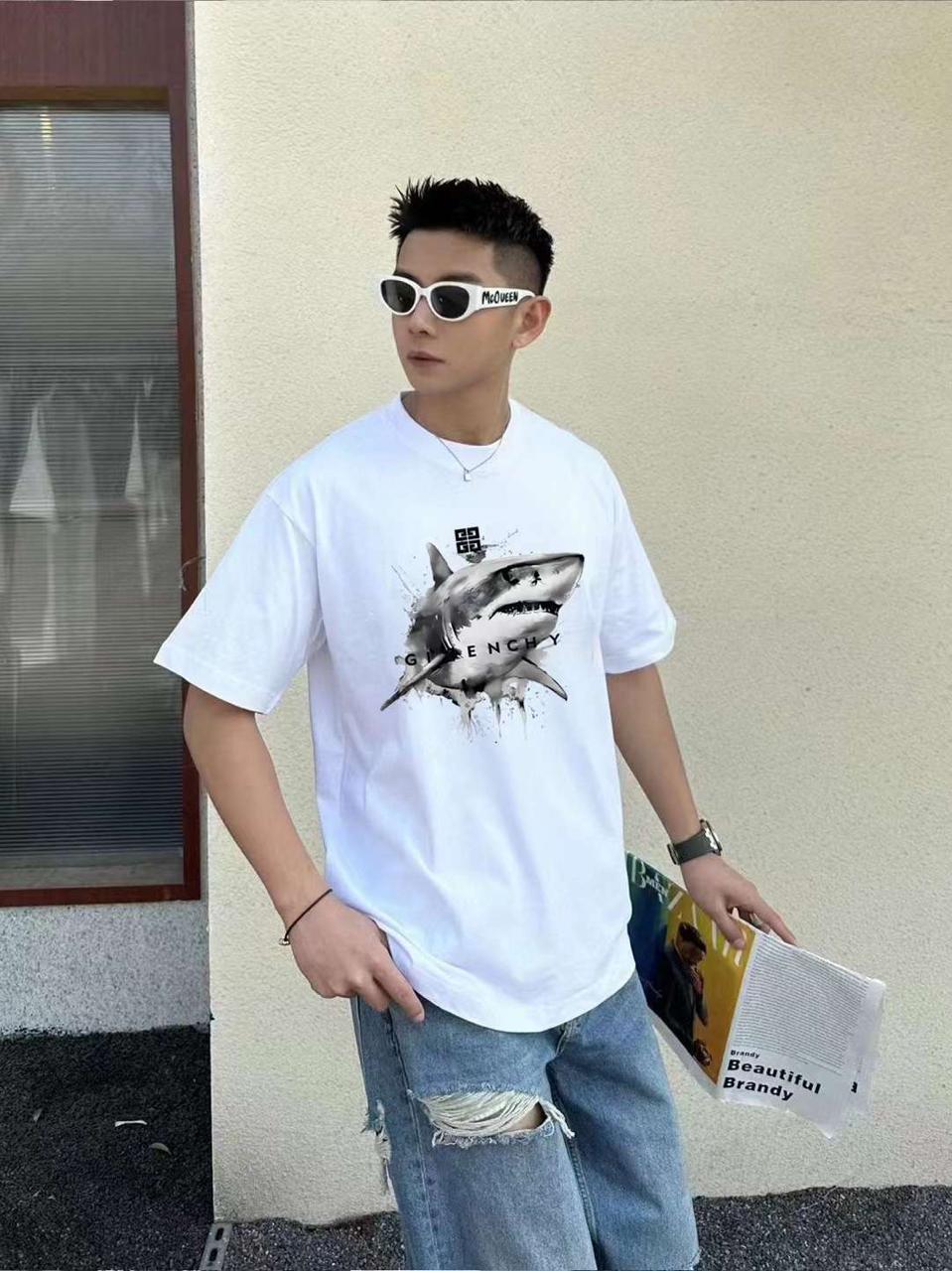 PREMIUM PRINTED DROP SHOULDER TEES(WHITE)