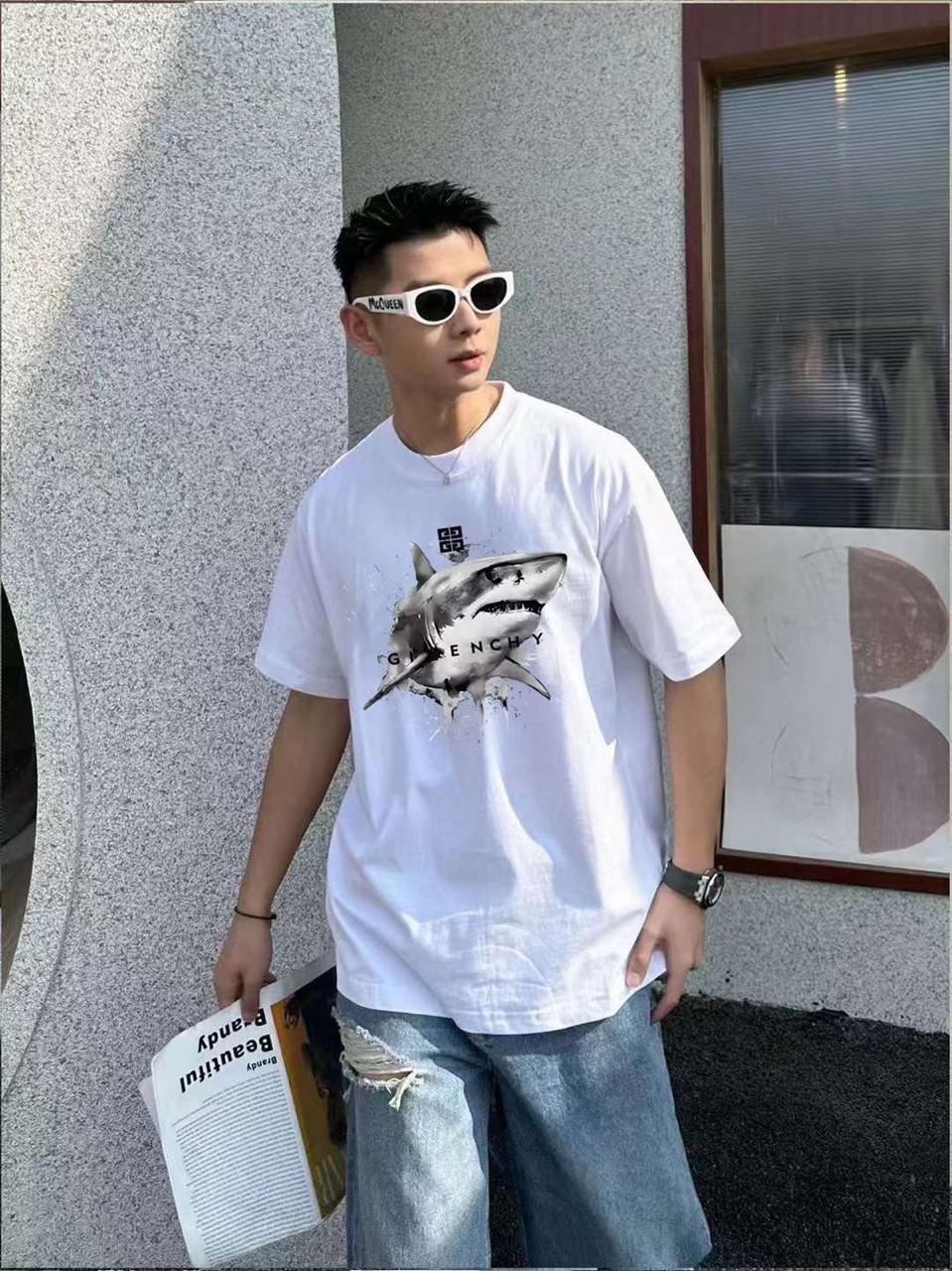 PREMIUM PRINTED DROP SHOULDER TEES(WHITE)