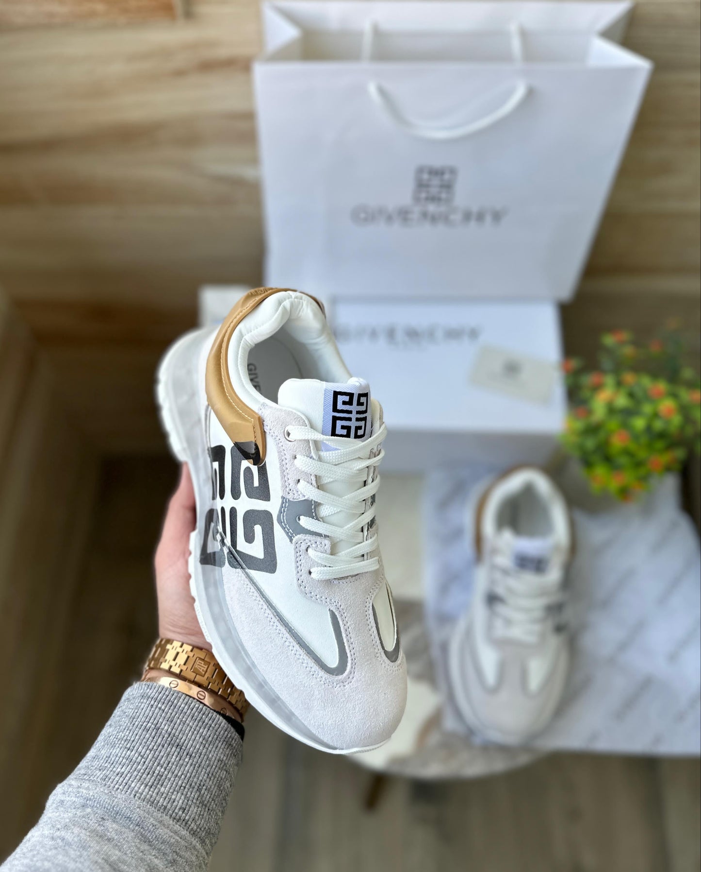 White Lace up Logo Sneakers For Men