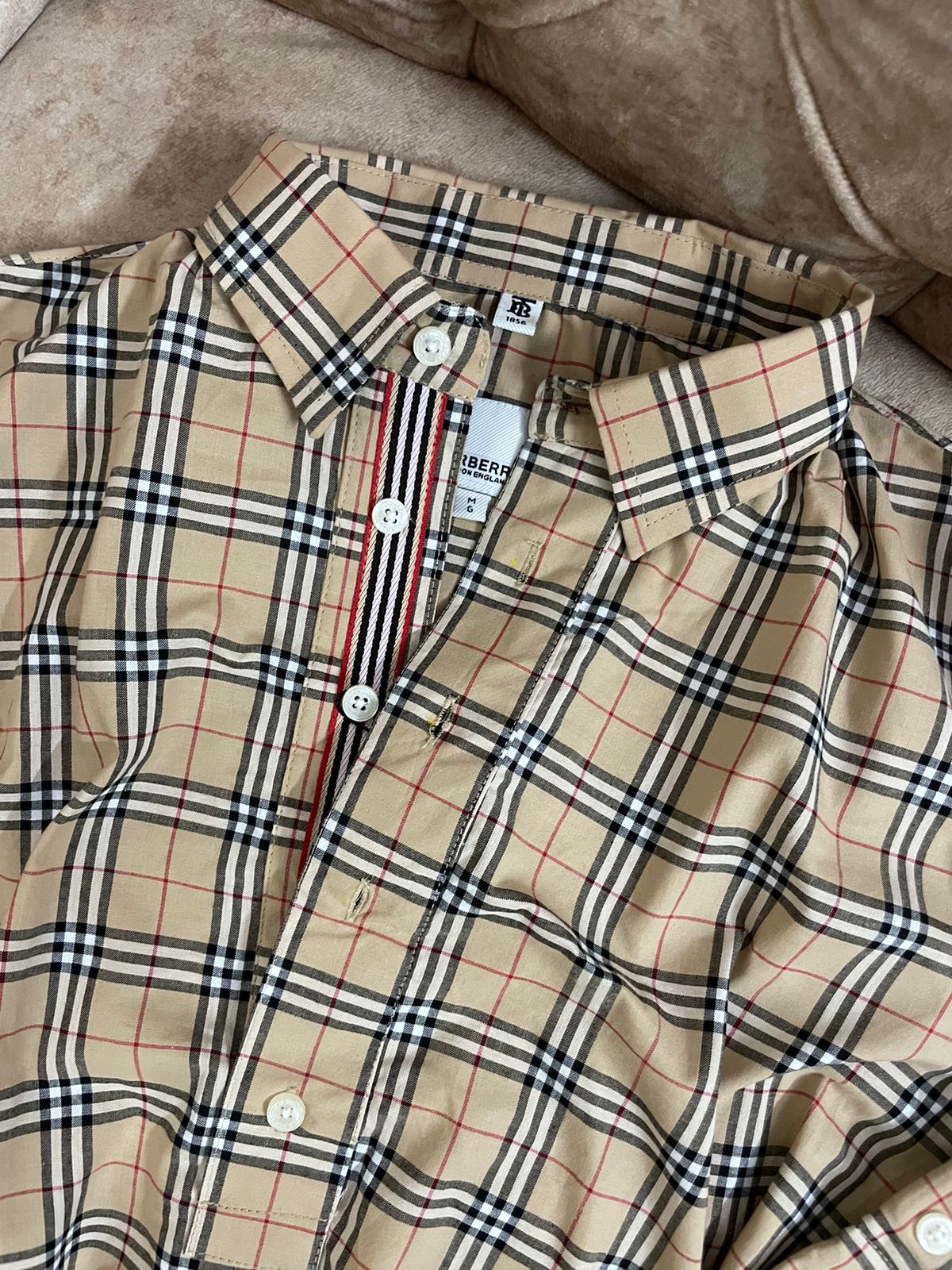 Luxury Vintage check tie-waist shirt dress