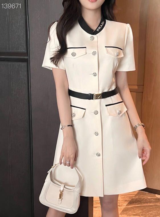 Button-Embellished Midi Dress