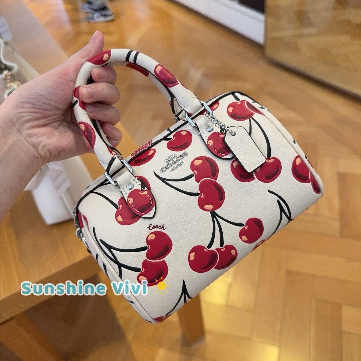 Rowan Crossbody Bag With Cherry 🍒 Print (Size 8.5 By 7 Inches)