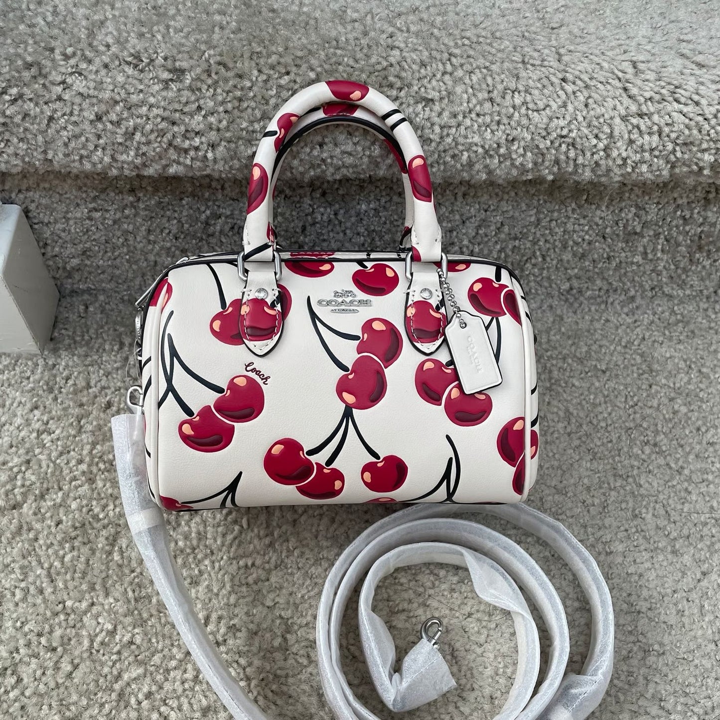 Rowan Crossbody Bag With Cherry 🍒 Print (Size 8.5 By 7 Inches)