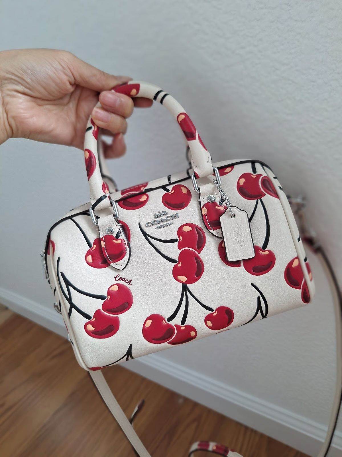 Rowan Crossbody Bag With Cherry 🍒 Print (Size 8.5 By 7 Inches)