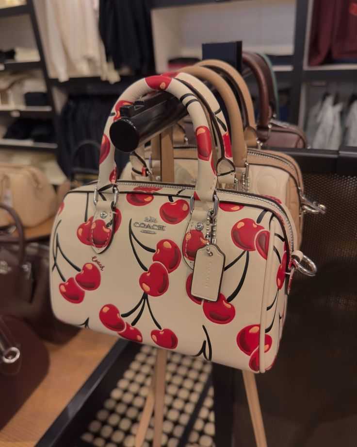 Rowan Crossbody Bag With Cherry 🍒 Print (Size 8.5 By 7 Inches)