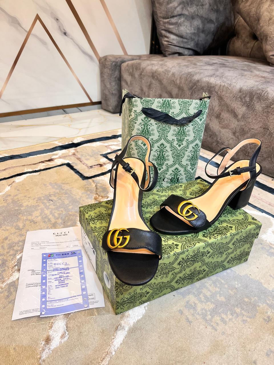 Black GG Mormont Heeled Sandals For Women