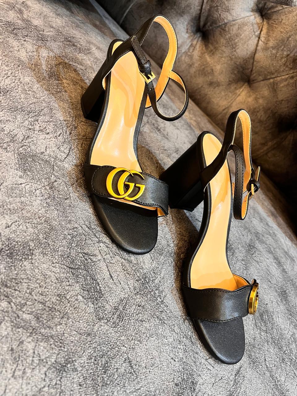 Black GG Mormont Heeled Sandals For Women
