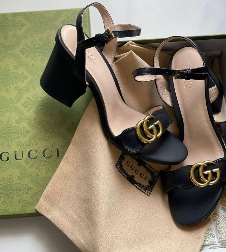 Black GG Mormont Heeled Sandals For Women