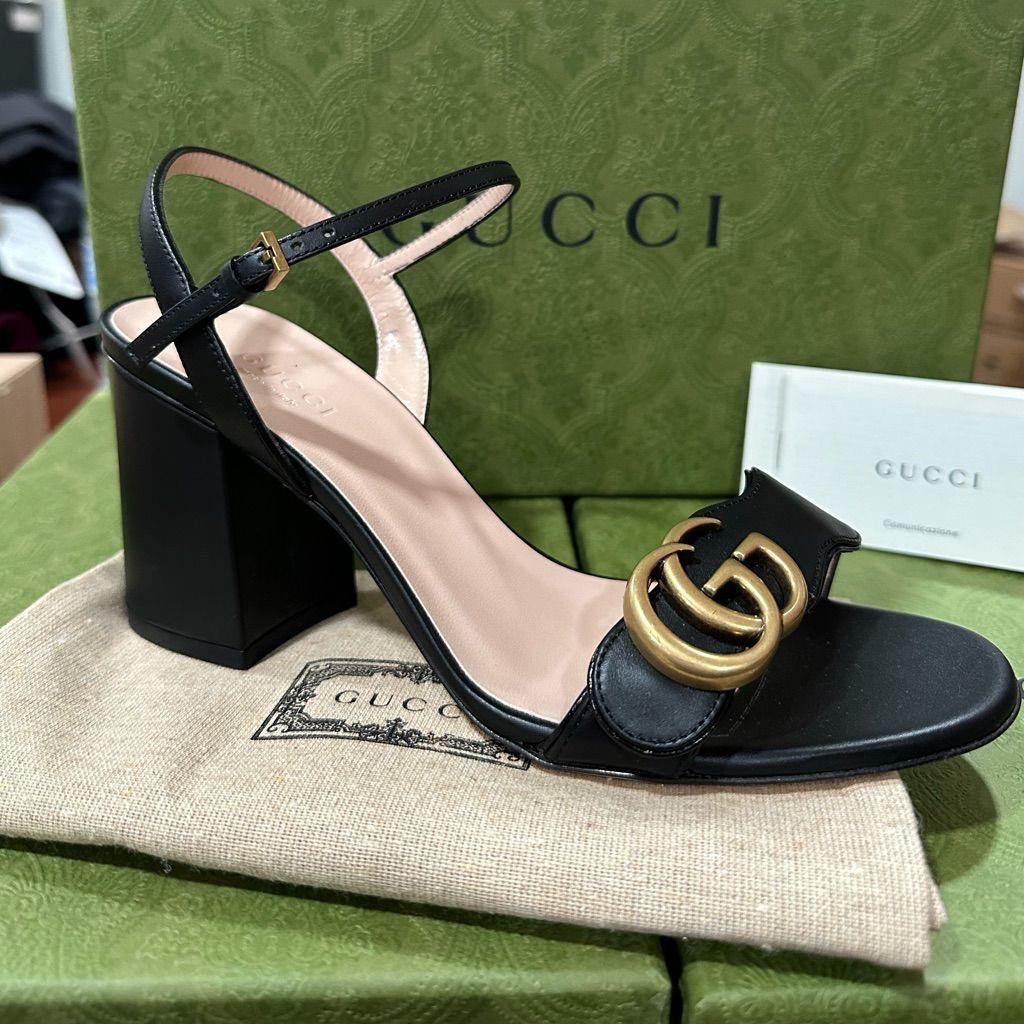 Black GG Mormont Heeled Sandals For Women