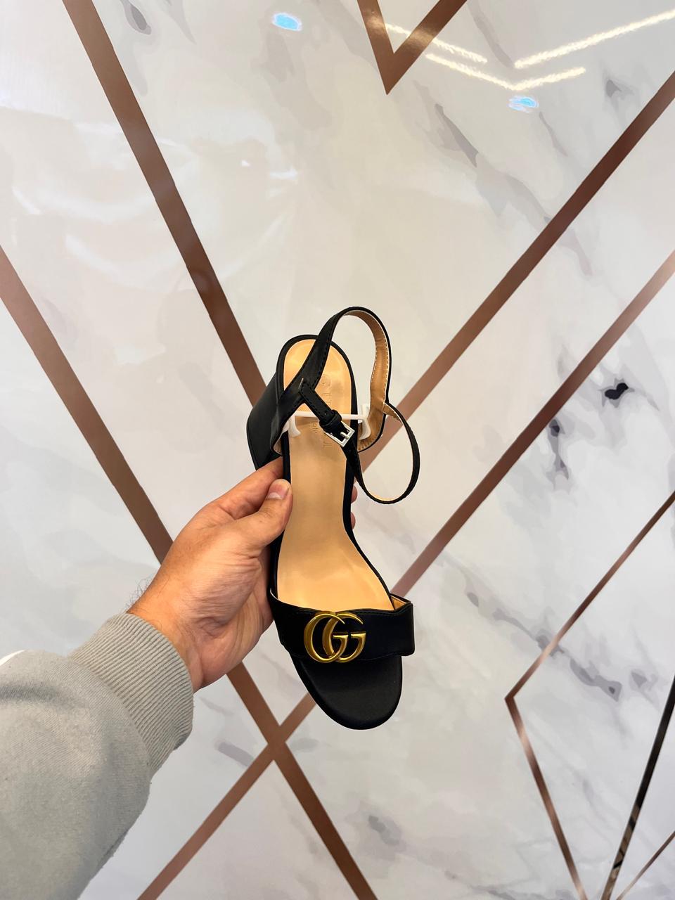 Black GG Mormont Heeled Sandals For Women