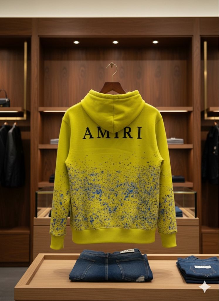 YELLOW PRINT WORK HOODIE FOR MEN