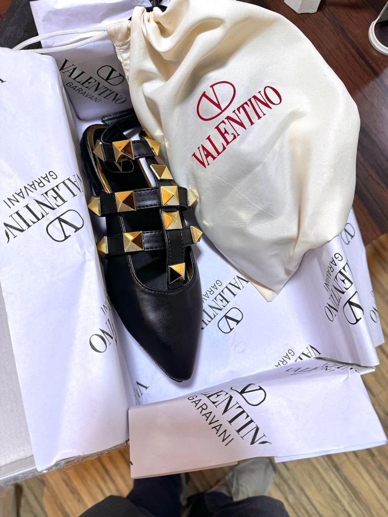 Roman Stud Leather Ballerina For Women