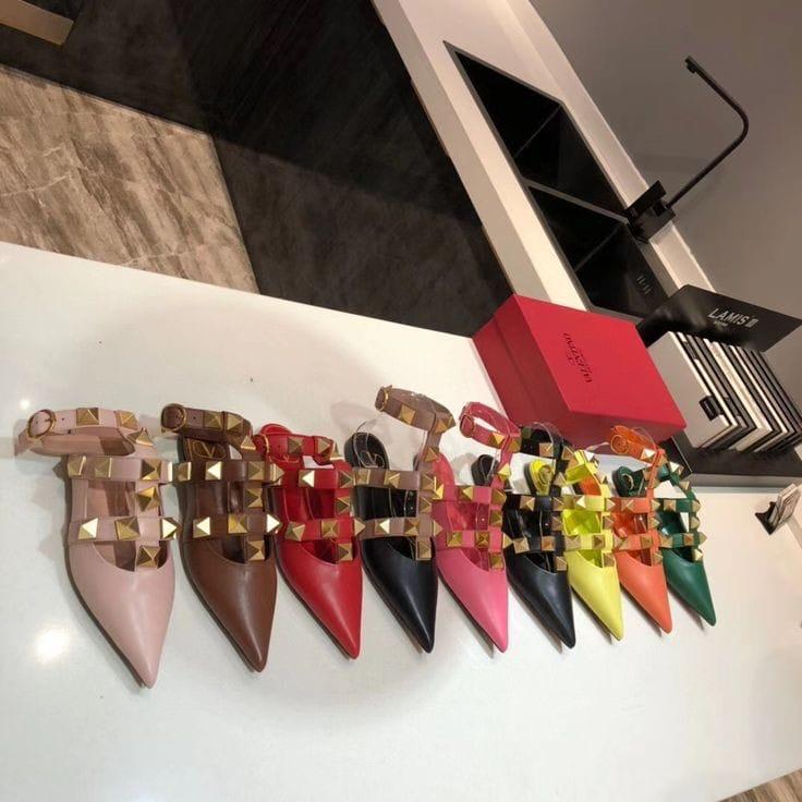 Roman Stud Leather Ballerina For Women