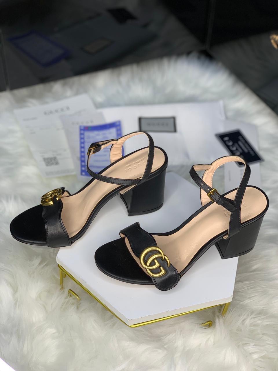 Black GG Mormont Heeled Sandals For Women