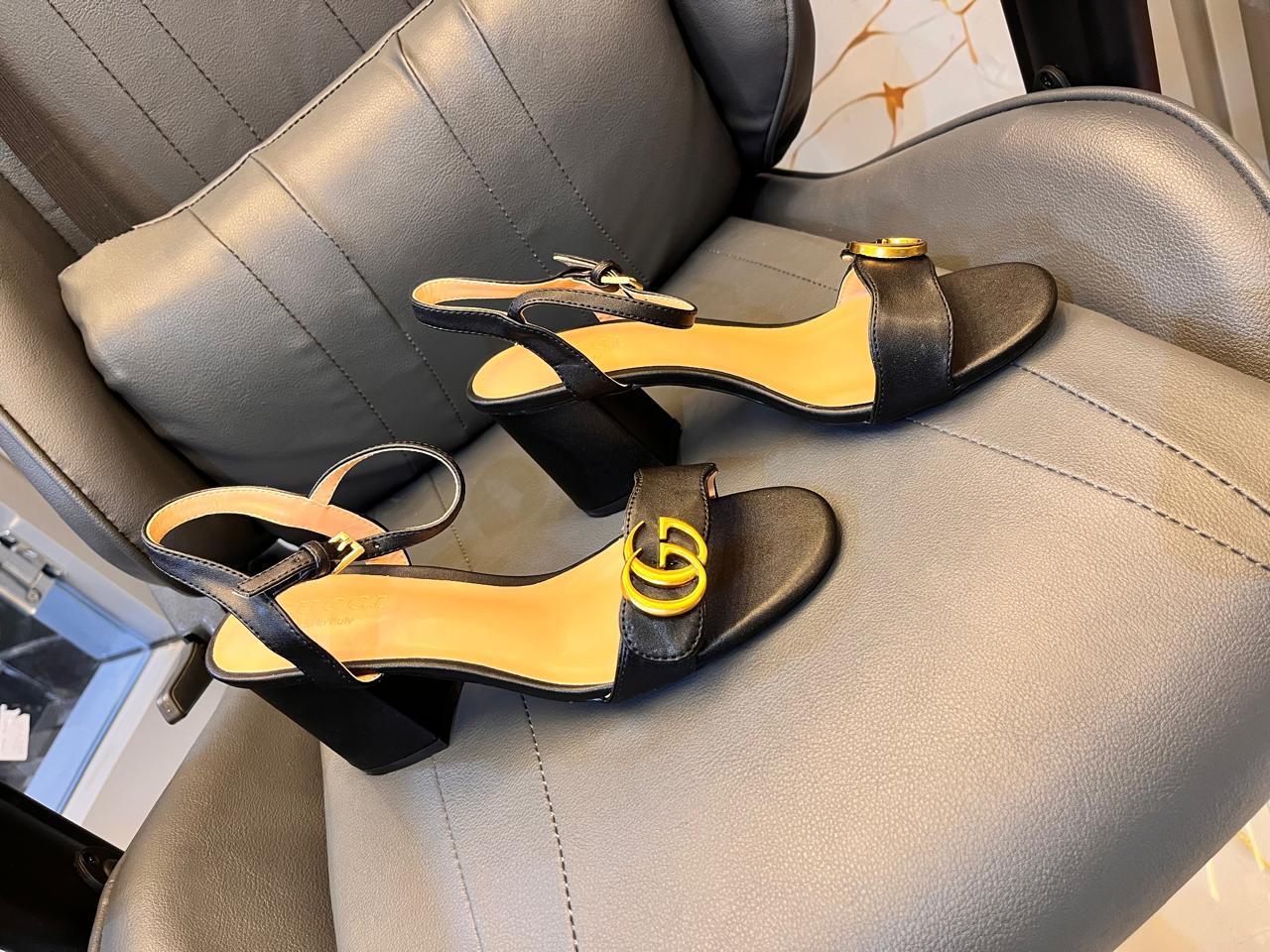 Black GG Mormont Heeled Sandals For Women