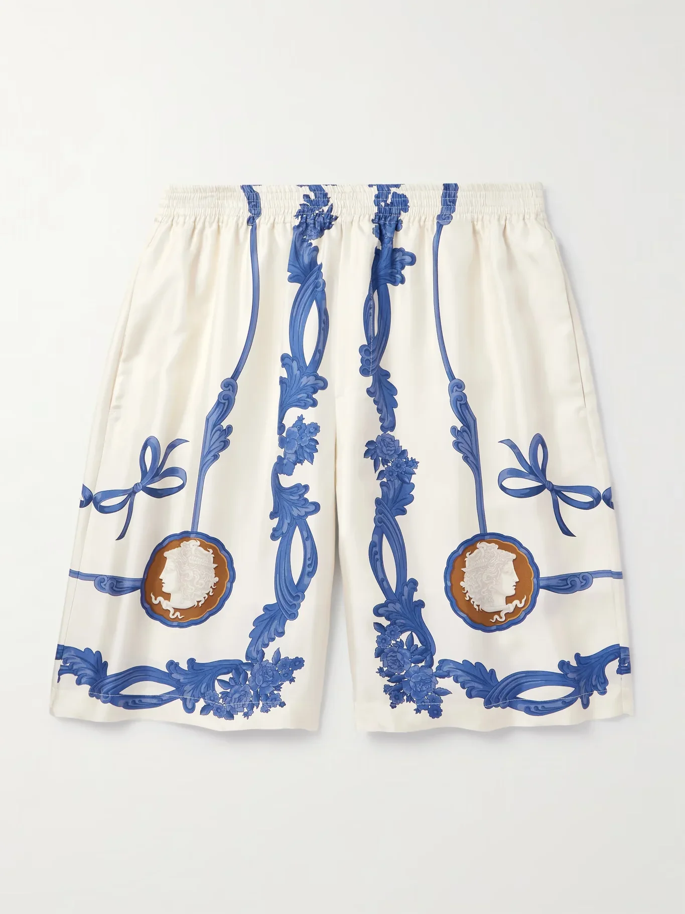 Premium Camp-Collar Printed Silk Shirt And Shorts Combo