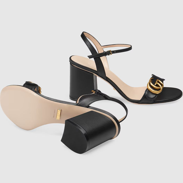 Black GG Mormont Heeled Sandals For Women