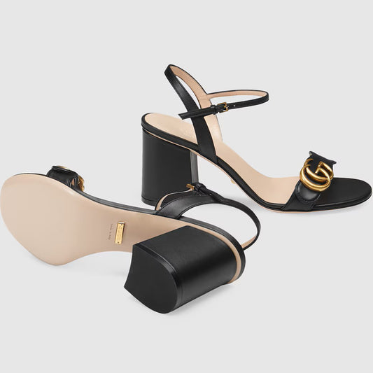 Black GG Mormont Heeled Sandals For Women