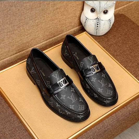 Premium Classic Emblem Logo Loafers For Men (Black)