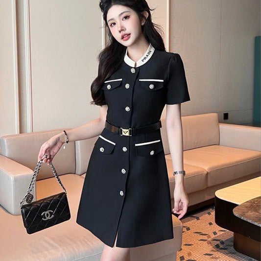 Button-Embellished Midi Dress