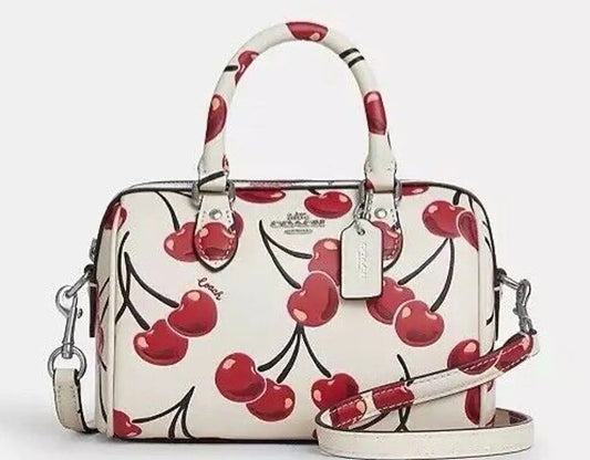 Rowan Crossbody Bag With Cherry 🍒 Print (Size 8.5 By 7 Inches)
