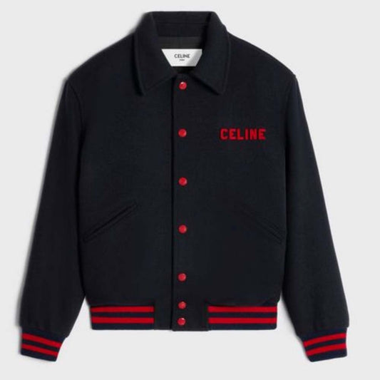 Luxury Trimmed Wool Varsity Jacket