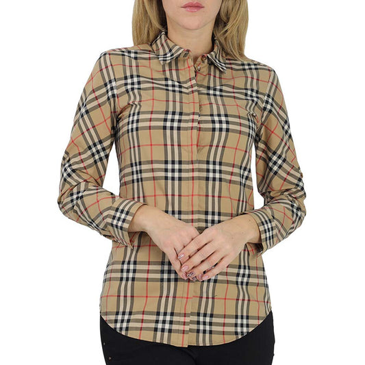 Vintage Check Stretch Shirt for Women