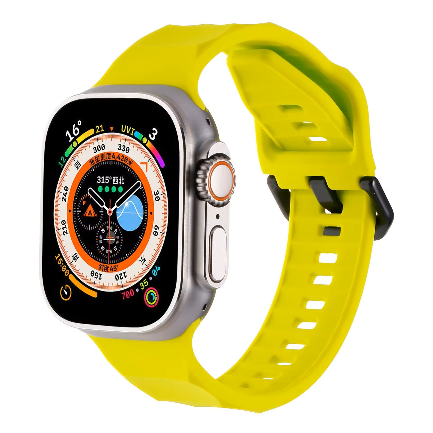 Premium Soft Silicone Wave Sports Watch Strap Compatible with Apple iWatch Smartwatches